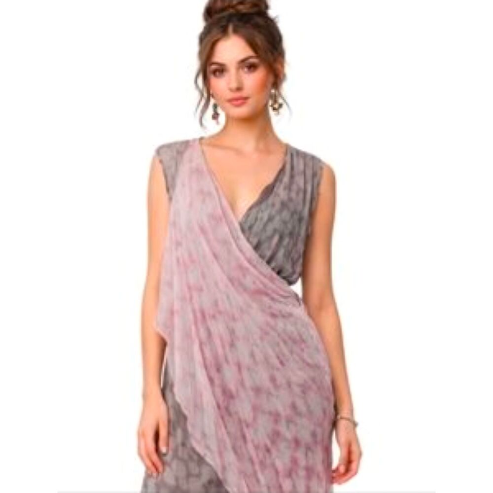 Anthropologie Asymmetrical Hem Gauze Fairy Wrap Dress Sz. 8